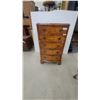 Image 1 : Serpentine Front 6-Drawer Chest with Brass Bail Pulls, Burl Wood Veneer Finish 37 x 15 x 21"