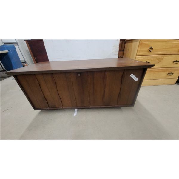 Cedar-Lined Chest with Walnut Exterior, Louvered Doors, Interior Shelving 21 x 46 x 20"