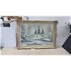 Image 1 : Van Hersen Signed Oil Painting, Winter Landscape Scene in Ornate Frame 31 x 42"