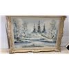 Image 6 : Van Hersen Signed Oil Painting, Winter Landscape Scene in Ornate Frame 31 x 42"