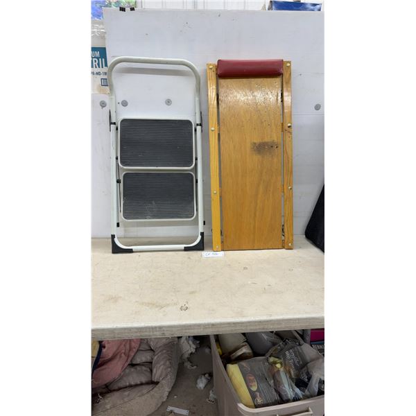 2-Step Folding Step Stool & Wooden Mechanics Creeper with Casters