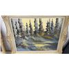 Image 10 : Pair of Framed Oil Paintings, Forest Landscape Scenes, Signed, Ornate Gilt Frames 28 x 34"