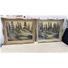 Image 1 : Pair of Framed Oil Paintings, Forest Landscape Scenes, Signed, Ornate Gilt Frames 28 x 34"
