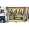 Image 2 : Pair of Framed Oil Paintings, Forest Landscape Scenes, Signed, Ornate Gilt Frames 28 x 34"