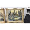 Image 6 : Pair of Framed Oil Paintings, Forest Landscape Scenes, Signed, Ornate Gilt Frames 28 x 34"