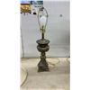 Image 4 : Pair of Traditional Urn-Style Table Lamps with Bell Shades, Antiqued Bronze Finish 31" H