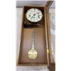 Image 6 : Solar Oak Wall Clock with Pendulum, Roman Numeral Dial, Key-Wind Movement with Key