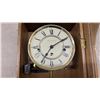 Image 9 : Solar Oak Wall Clock with Pendulum, Roman Numeral Dial, Key-Wind Movement with Key
