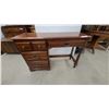 Image 1 : Wooden Desk with 3 Drawers, Brass Handles, Turned Legs 30 x 44 x 16"
