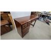 Image 3 : Wooden Desk with 3 Drawers, Brass Handles, Turned Legs 30 x 44 x 16"