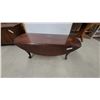 Image 4 : Queen Anne Style Mahogany Drop-Leaf Oval Coffee Table with Cabriole Legs 16 x 18 x 48" and Extended