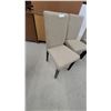 Image 2 : Set of 4 Parsons-Style Upholstered Dining Chairs, Beige Fabric, Dark Wood Legs
