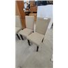 Image 4 : Set of 4 Parsons-Style Upholstered Dining Chairs, Beige Fabric, Dark Wood Legs