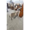 Image 5 : Set of 4 Parsons-Style Upholstered Dining Chairs, Beige Fabric, Dark Wood Legs