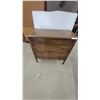 Image 1 : Vintage 3-Drawer Wooden Dresser with Ring Pulls and Turned Legs 35 x 36 x 18"