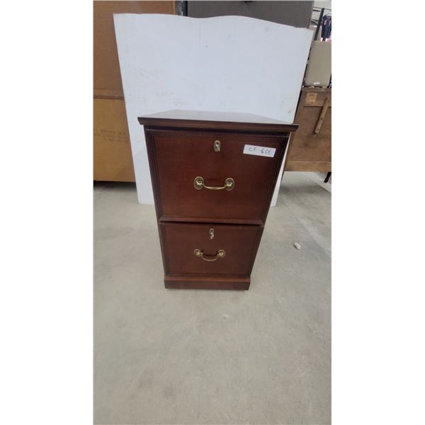 2-Drawer Wooden Filing Cabinet with Brass Handles and Key Lock, Cherry Finish 29 x 22.6 x 16"