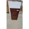Image 1 : 2-Drawer Wooden Filing Cabinet with Brass Handles and Key Lock, Cherry Finish 29 x 22.6 x 16"