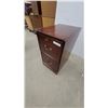 Image 2 : 2-Drawer Wooden Filing Cabinet with Brass Handles and Key Lock, Cherry Finish 29 x 22.6 x 16"