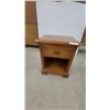 Image 1 : Wooden Nightstand with Single Drawer, Open Shelf, Brass Bail Pull Hardware, Bracket Feet 25"×20 x