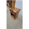 Image 2 : Wooden Nightstand with Single Drawer, Open Shelf, Brass Bail Pull Hardware, Bracket Feet 25"×20 x
