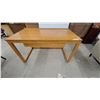 Image 1 : Oak Rectangular Desk with Sled Base Legs and Single Drawer 30 x 55 x 30"
