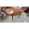 Image 4 : Oval Drop-Leaf Dining Table with Trestle Base and Four Windsor-Style Spindle-Back Chairs Extended