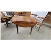 Image 5 : Oval Drop-Leaf Dining Table with Trestle Base and Four Windsor-Style Spindle-Back Chairs Extended