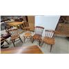 Image 6 : Oval Drop-Leaf Dining Table with Trestle Base and Four Windsor-Style Spindle-Back Chairs Extended