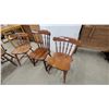 Image 7 : Oval Drop-Leaf Dining Table with Trestle Base and Four Windsor-Style Spindle-Back Chairs Extended