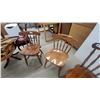 Image 8 : Oval Drop-Leaf Dining Table with Trestle Base and Four Windsor-Style Spindle-Back Chairs Extended