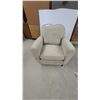 Image 1 : Beige Microfiber Upholstered Club Chair with Heart-Shaped Back Cushion and Rolled Arms