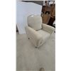 Image 2 : Beige Microfiber Upholstered Club Chair with Heart-Shaped Back Cushion and Rolled Arms