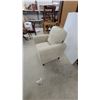 Image 3 : Beige Microfiber Upholstered Club Chair with Heart-Shaped Back Cushion and Rolled Arms