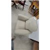 Image 4 : Beige Microfiber Upholstered Club Chair with Heart-Shaped Back Cushion and Rolled Arms