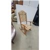 Image 1 : Wooden Folding Rocking Chair with Floral Upholstered Seat and Back, Curved Armrests