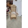 Image 2 : Wooden Folding Rocking Chair with Floral Upholstered Seat and Back, Curved Armrests
