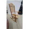 Image 3 : Wooden Folding Rocking Chair with Floral Upholstered Seat and Back, Curved Armrests