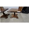 Image 2 : Pair of Wooden Pedestal End Tables with Turned Columns and Square Tops 16 x 18 x 18"