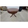 Image 1 : Mahogany Drum Table with Tripod Pedestal Base, Brass Feet, and Single drawer19" Hgt. 25" Diameter