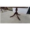 Image 2 : Mahogany Drum Table with Tripod Pedestal Base, Brass Feet, and Single drawer19" Hgt. 25" Diameter