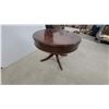Image 4 : Mahogany Drum Table with Tripod Pedestal Base, Brass Feet, and Single drawer19" Hgt. 25" Diameter