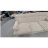 Image 2 : Cream/Beige Upholstered Three-Seater Sofa with Button-Tufted Back and Removable Seat Cushions 72"