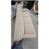 Image 5 : Cream/Beige Upholstered Three-Seater Sofa with Button-Tufted Back and Removable Seat Cushions 72"