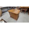 Image 3 : Oak End Table with Cane Door Panel and Brass Handle, Octagonal Top with Parquet Veneer Design 22 x