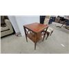 Image 2 : Wooden Side Table with X-Frame Base 26 x 20 x 18" and Floral Upholstered Footstool
