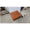 Image 3 : Wooden Side Table with X-Frame Base 26 x 20 x 18" and Floral Upholstered Footstool