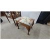 Image 4 : Wooden Side Table with X-Frame Base 26 x 20 x 18" and Floral Upholstered Footstool