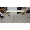 Image 1 : Gold Metal Base Console Table with Cream/Ivory Rectangular Top