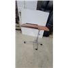 Image 1 : Adjustable Rolling Laptop Stand with Split Tilting Wood-Grain Top and 4-leg Caster Base or Bed Easy
