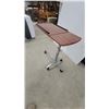 Image 2 : Adjustable Rolling Laptop Stand with Split Tilting Wood-Grain Top and 4-leg Caster Base or Bed Easy